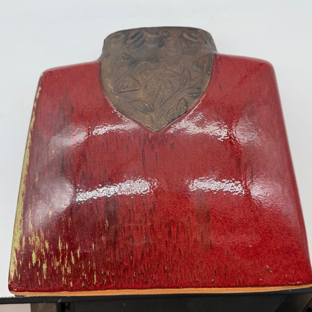 Formalities Baum bros Red Glazed‎ Ceramic Planter Pot Vase heavy potery decor